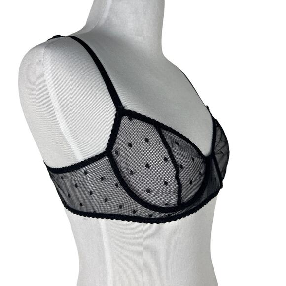 Mina Lisa Mesh Clip Dot Balconette Bra In Onyx XS - Picture 5 of 8